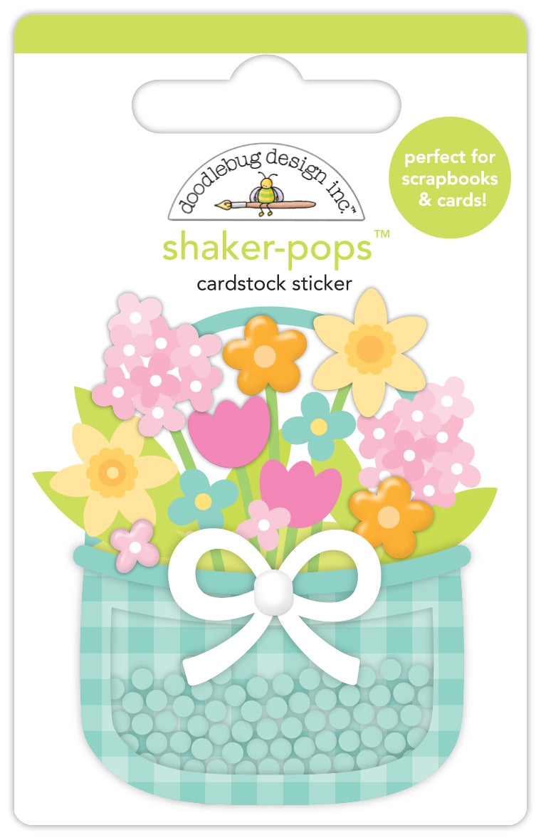 Doodlebug Shaker-Pops 3D Stickers-Blooming Basket