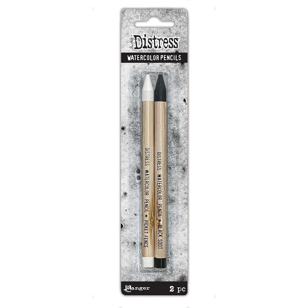 Tim Holtz Distress Watercolor Pencil 2/Pkg-Picket Fence & Black Soot