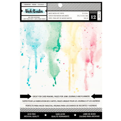 Vicki Boutin Mixed Media Paper Pad 6"X8" 12/Pkg-Bright White Smooth Watercolor