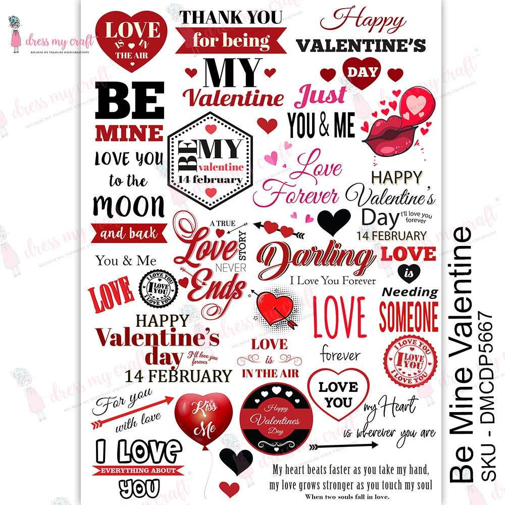 Dress My Craft Transfer Me Sheet A4-Be Mine Valentine