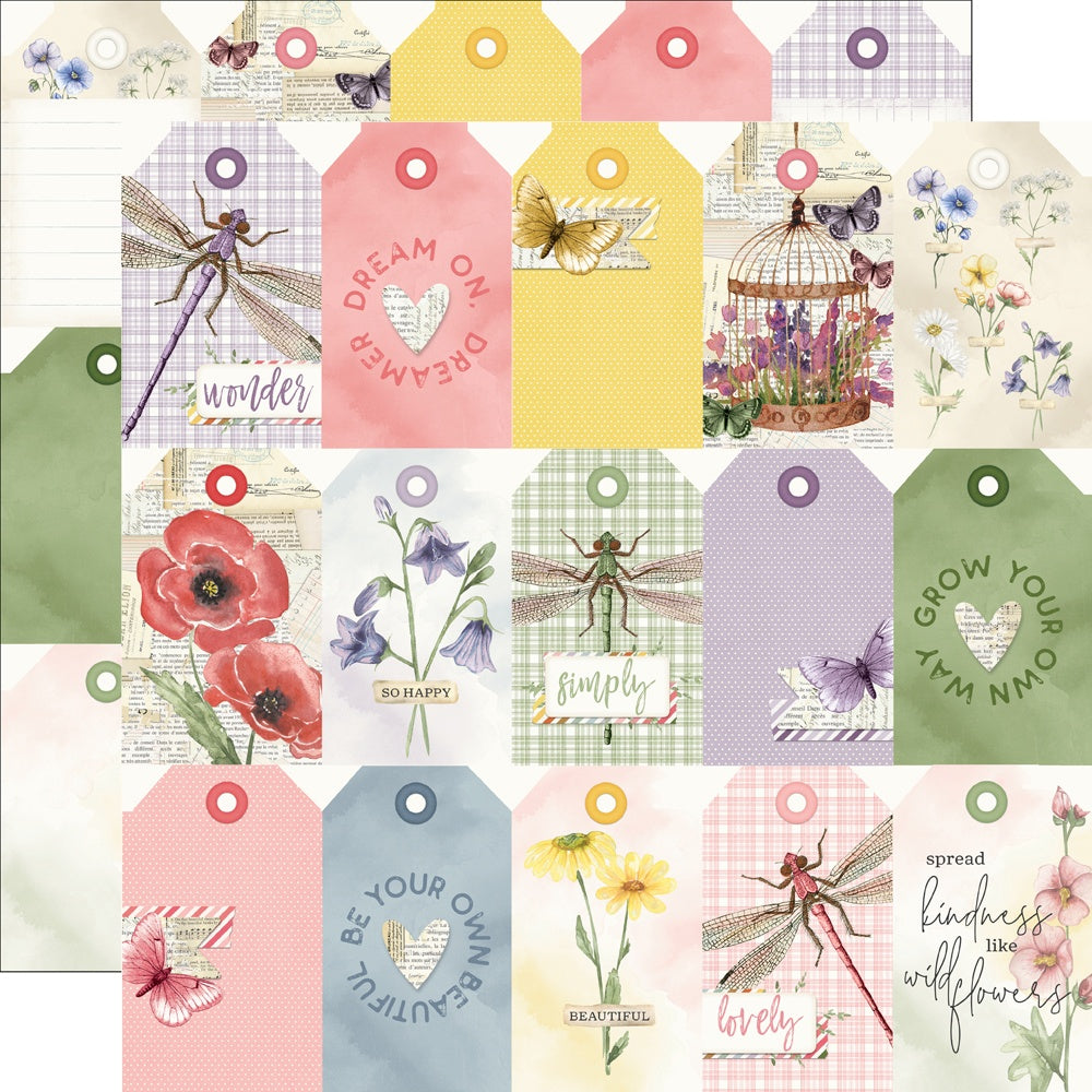 Simple Vintage Meadow Flowers Double-Sided Cardstock 12"X12"-4X6 Elements