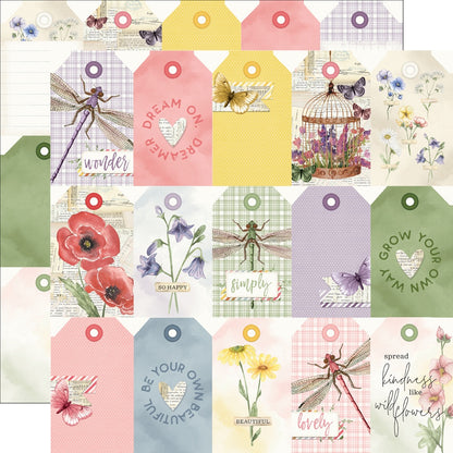 Simple Vintage Meadow Flowers Double-Sided Cardstock 12"X12"-4X6 Elements