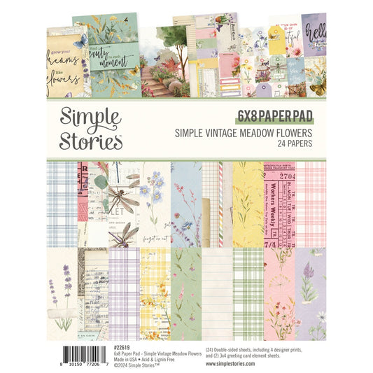 Simple Stories Double-Sided Paper Pad 6"X8" 24/Pkg-Simple Vintage Meadow Flowers