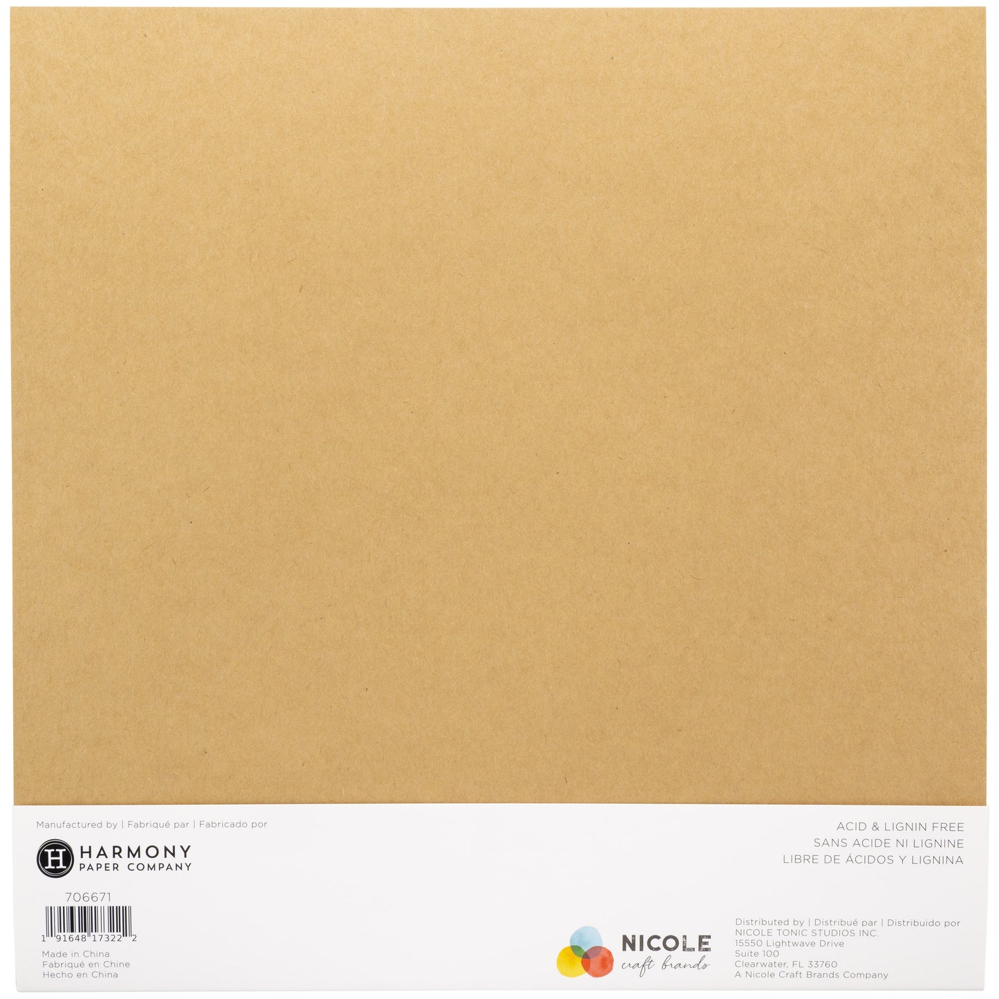 Harmony Hues 65# Cardstock 12"X12" 50/Pkg-Kraft