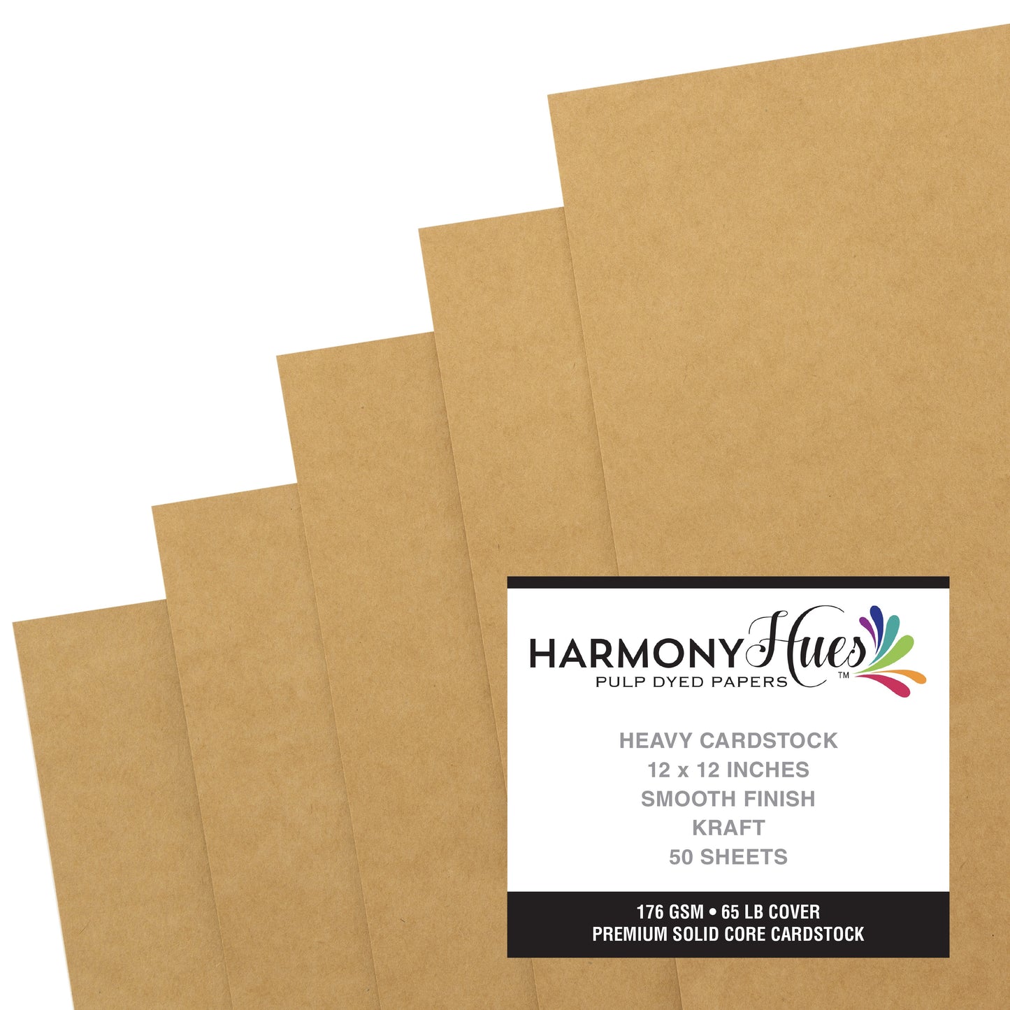 Harmony Hues 65# Cardstock 12"X12" 50/Pkg-Kraft