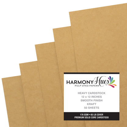 Harmony Hues 65# Cardstock 12"X12" 50/Pkg-Kraft