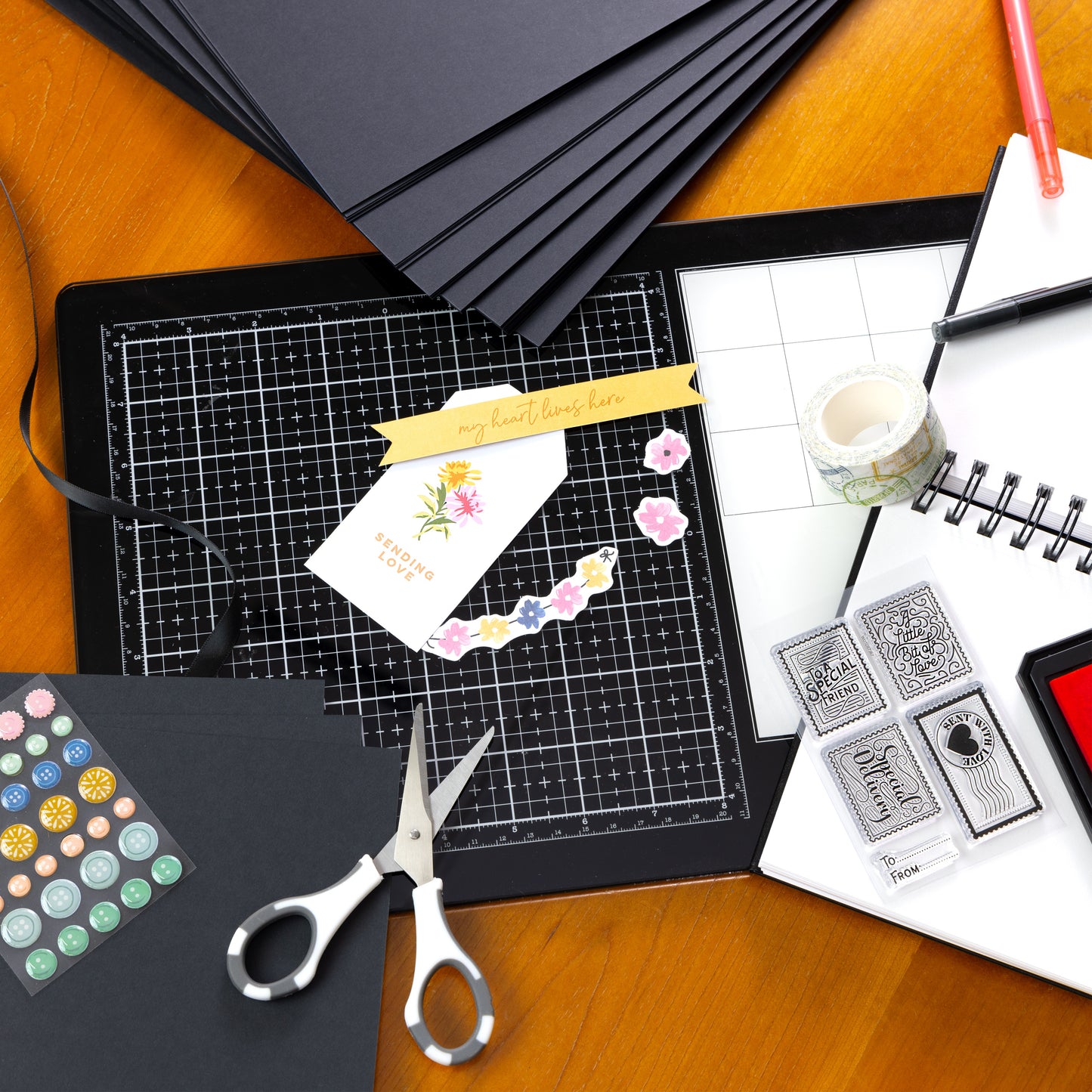 Harmony Hues 65# Cardstock 12"X12" 50/Pkg-Midnight Black