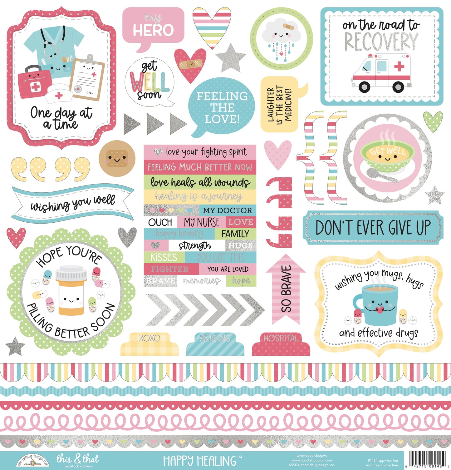 Doodlebug This & That Cardstock Stickers-Happy Healing