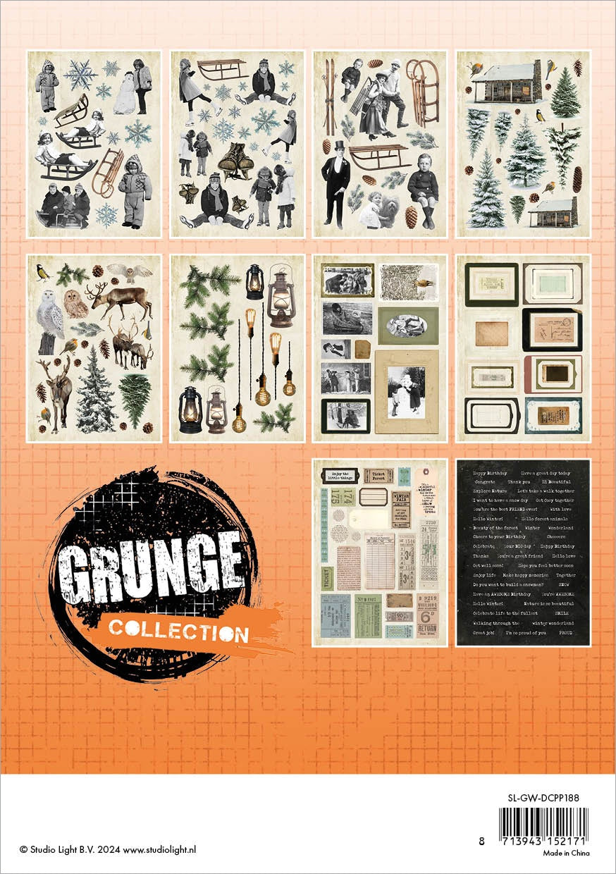 Studio Light Grunge Collection Paper Pad 5.83"X8.25" 20/Pkg-Nr. 188, Die-cut Elements