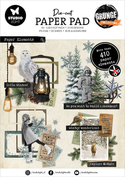 Studio Light Grunge Collection Paper Pad 5.83"X8.25" 20/Pkg-Nr. 188, Die-cut Elements