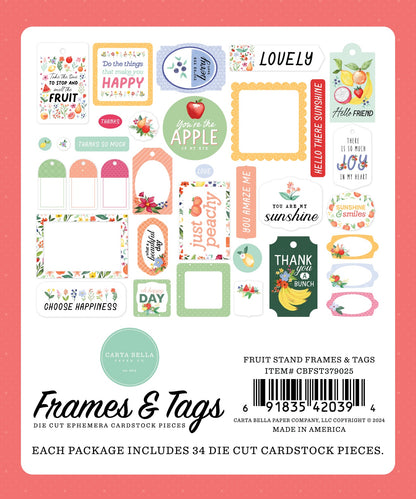 Carta Bella Cardstock Ephemera-Frames & Tags, Fruit Stand