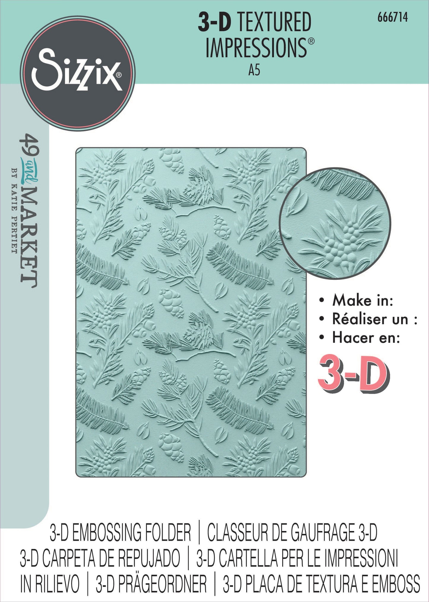 Sizzix 3D Textured Embossing Folder By 49 And Market-Pines