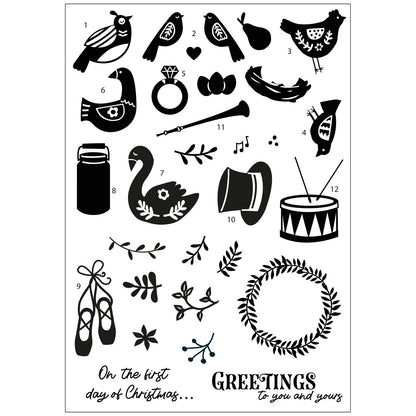 Sizzix A5 Clear Stamps Set 30/Pkg By Catherine Pooler-12 Days Of Christmas