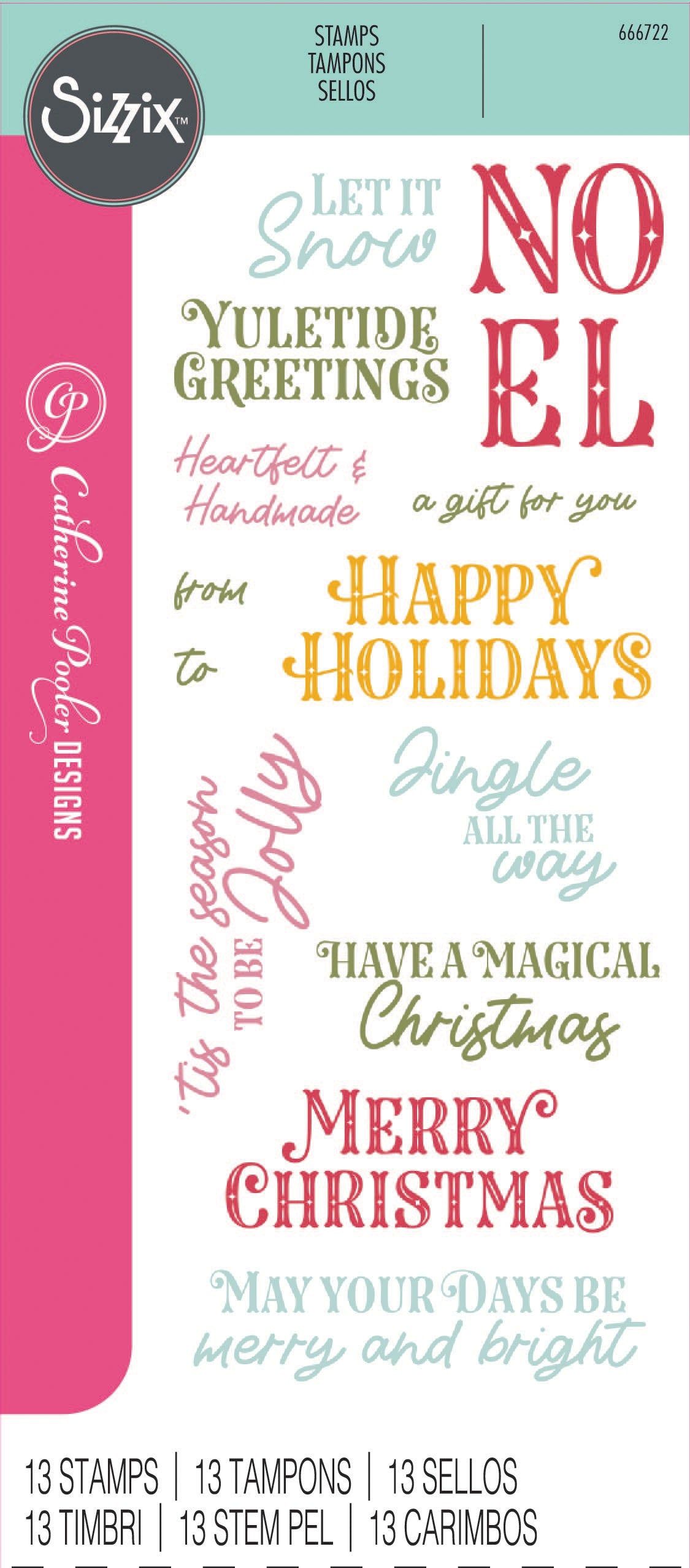 Sizzix Clear Stamps Set 13/Pkg By Catherine Pooler-Greetings Of The Season