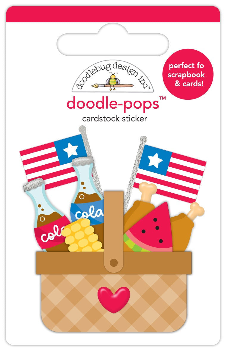 Doodlebug Doodle-Pops 3D Sticker-Picnic Party, Hometown USA