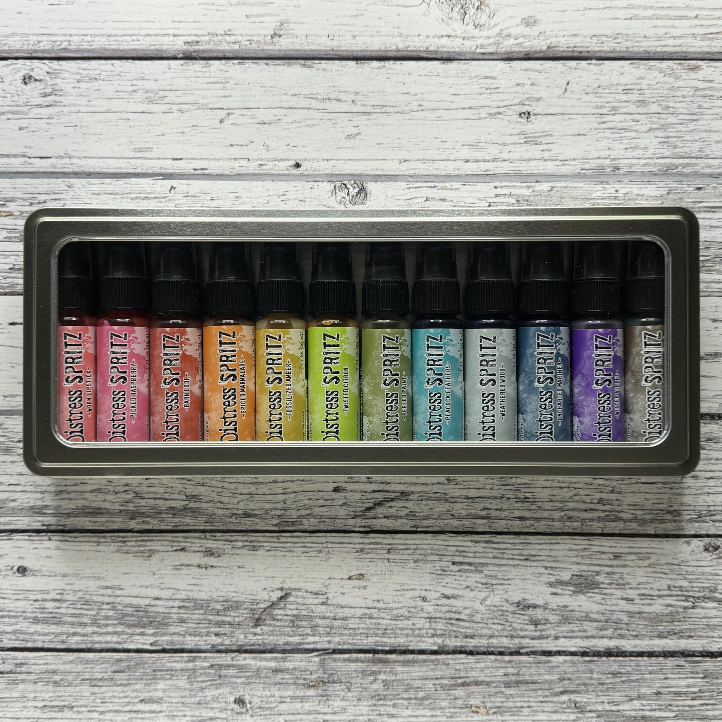 Tim Holtz Distress Spritz Storage Tin-Holds 12 Distress Spritz Bottles