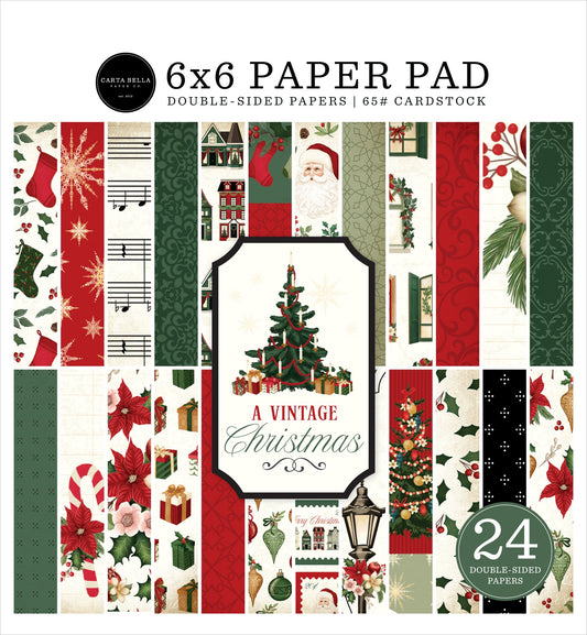 Carta Bella Double-Sided Carstock Paper Pad 6"X6"-A Vintage Christmas