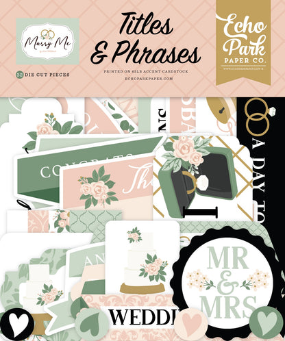 Echo Park Cardstock Ephemera-Titles & Phrases, Marry Me