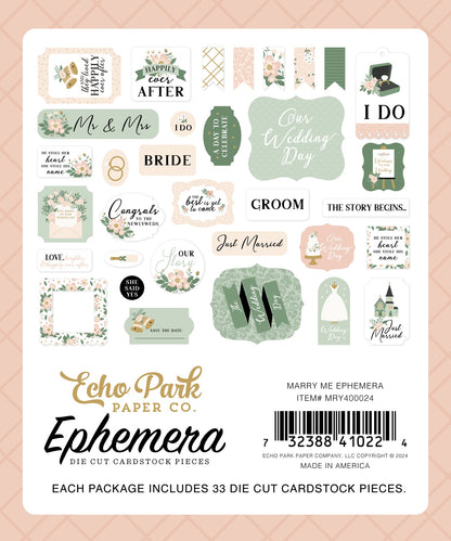 Echo Park Cardstock Ephemera-Icons, Marry Me