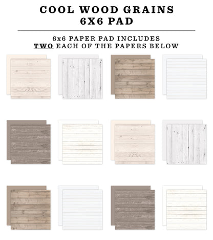 Echo Park Double-Sided Paper Pad 6"X6"-Cool Wood Grains