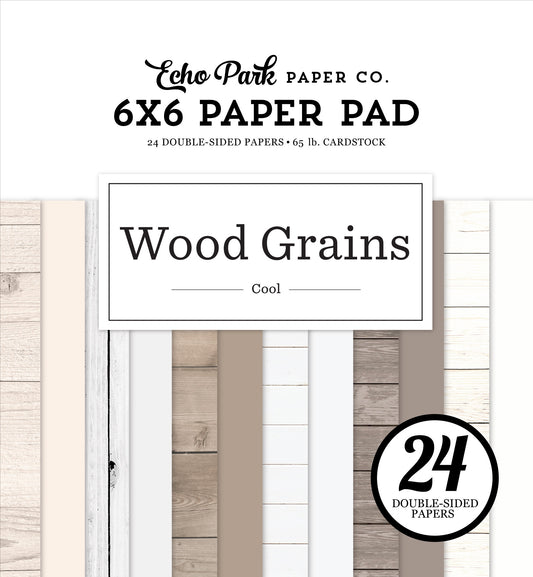 Echo Park Double-Sided Paper Pad 6"X6"-Cool Wood Grains