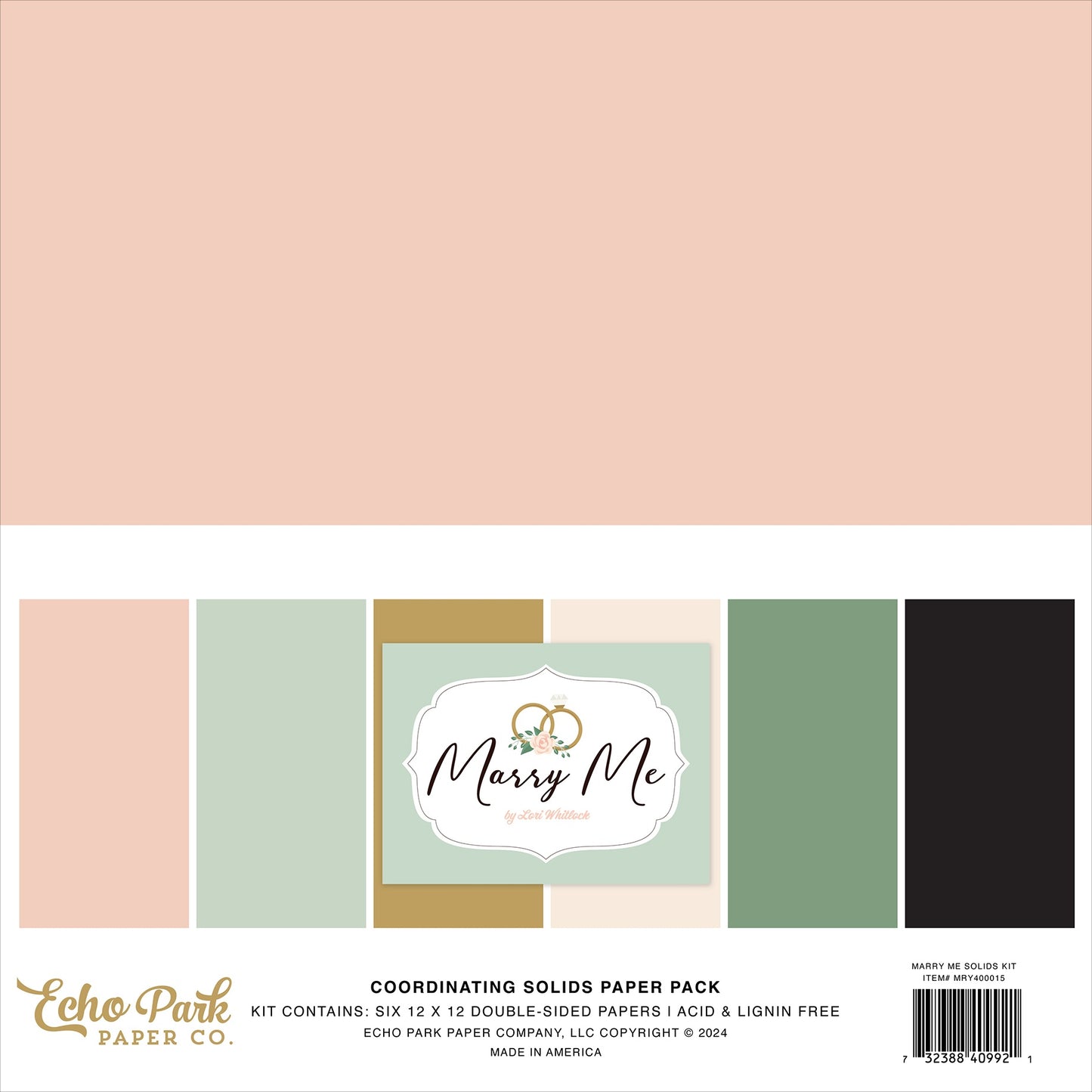 Echo Park Solids Collection Kit 12"X12"-Marry Me