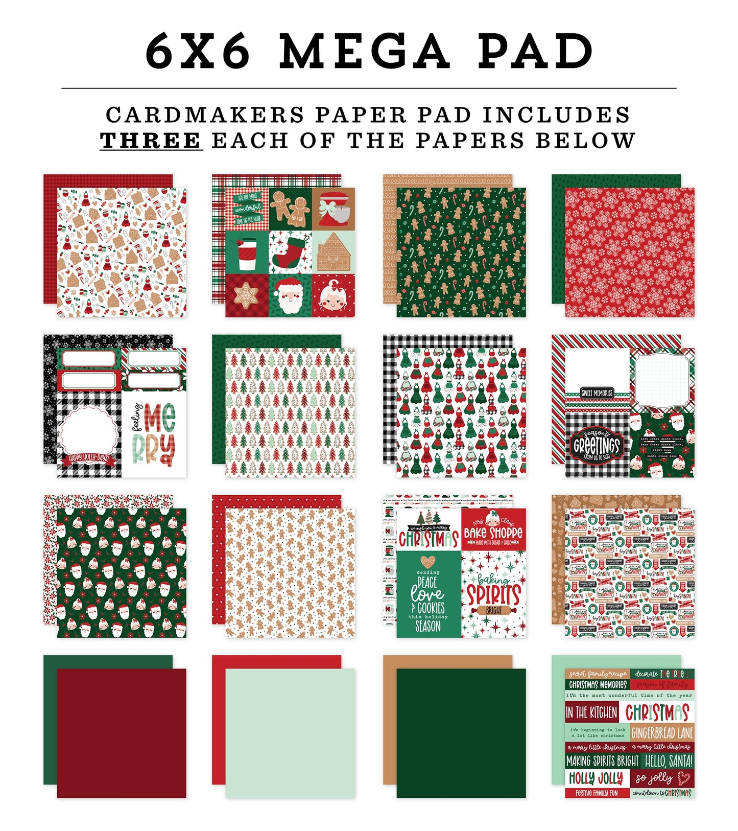 Echo Park Double-Sided Mega Paper Pad 6"X6"-Baking Spirits Bright