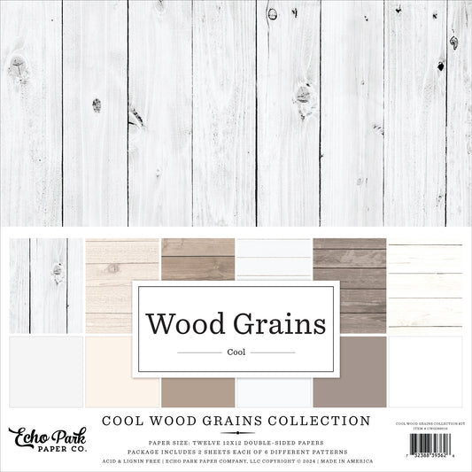 Echo Park Collection Kit 12"X12"-Cool Wood Grains