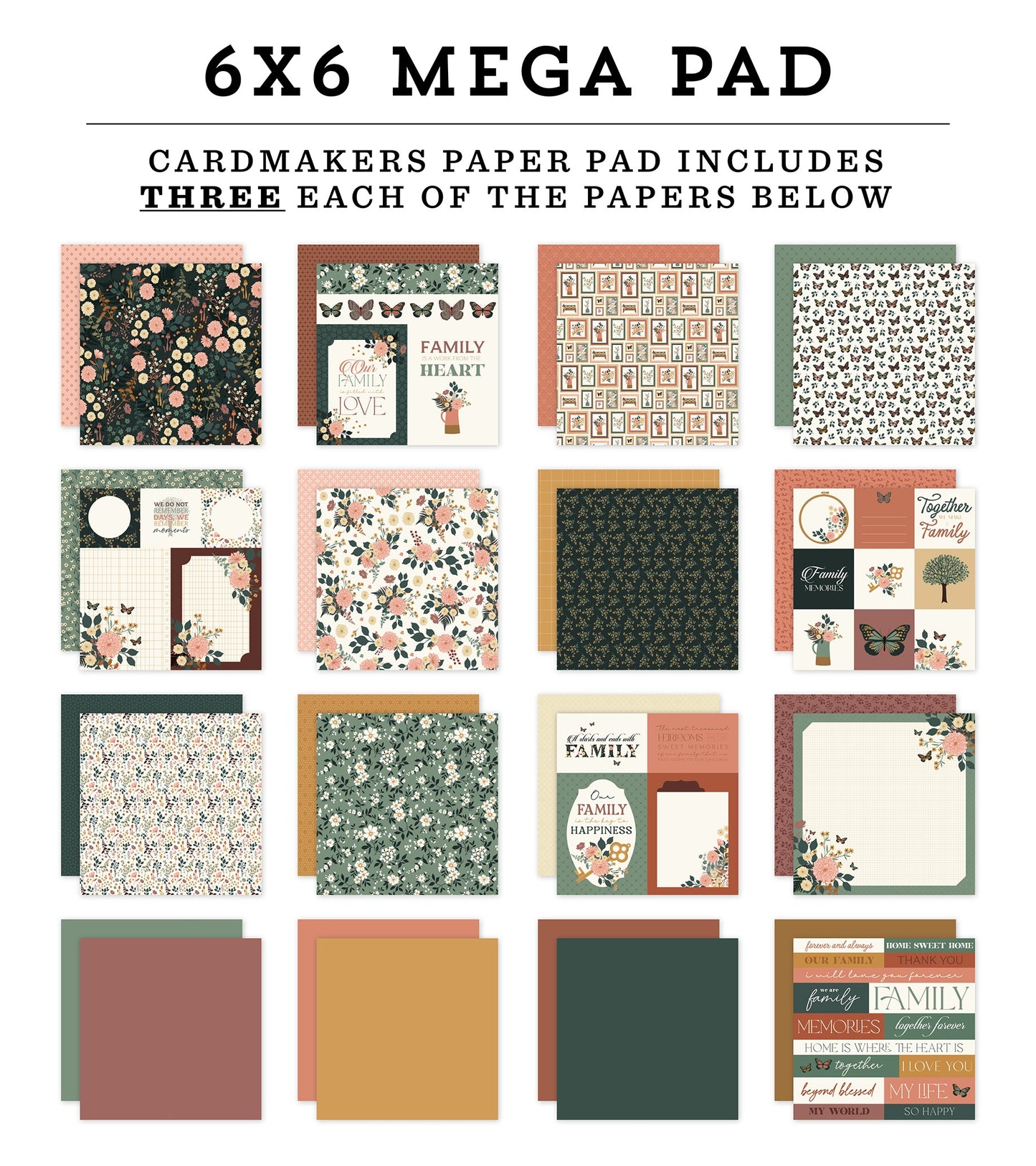 Echo Park Double-Sided Mega Paper Pad 6"X6"-Family