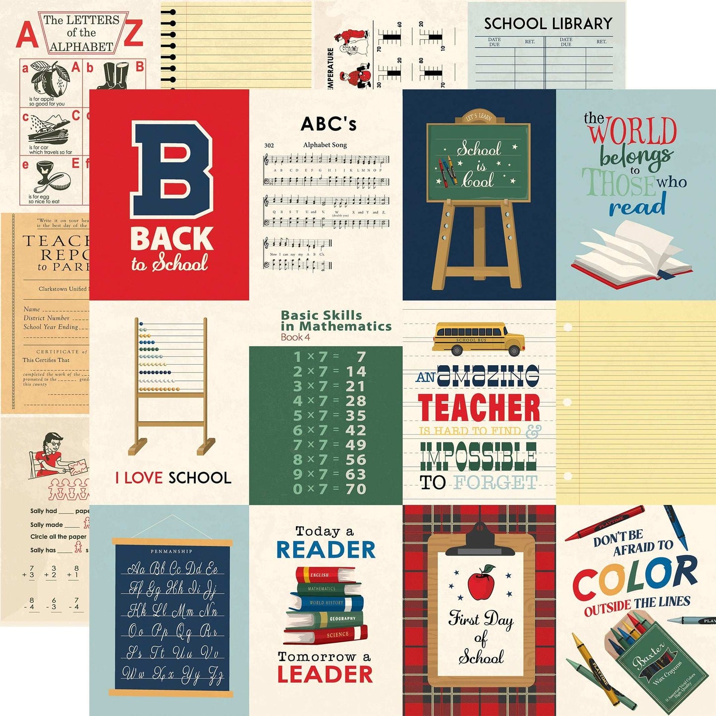 Back to School Double-Sided Cardstock 12"X12"-