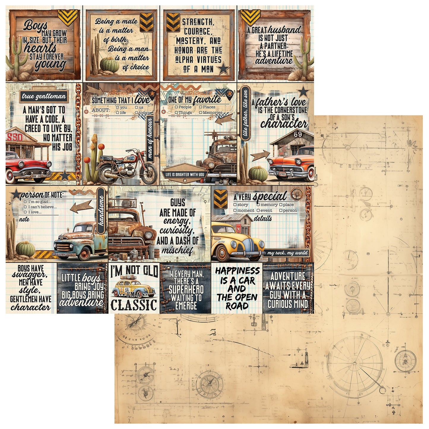 Rust And Revs Double-Sided Cardstock 12"X12"-