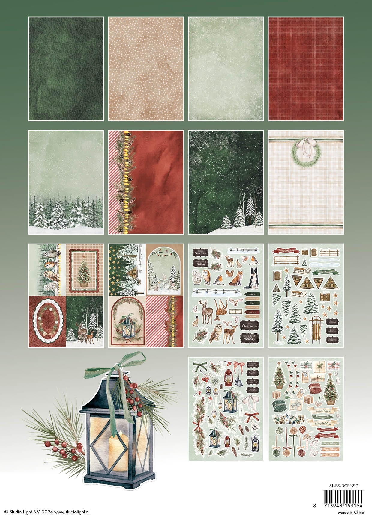 Studio Light Designer Die-Cut Paper Pad 8.26"X11.57" 28/Pkg-Nr. 219, Festive Forest