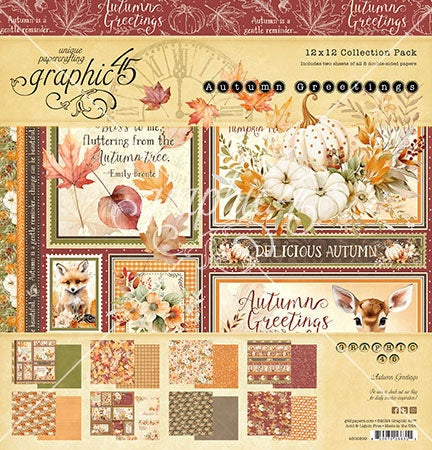 Graphic 45 Collection Pack 12"X12"-Autumn Greetings