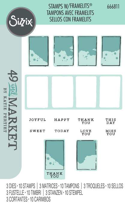 Sizzix Clear Stamps W/Framelits Dies By 49 And Market-Painted Palettes