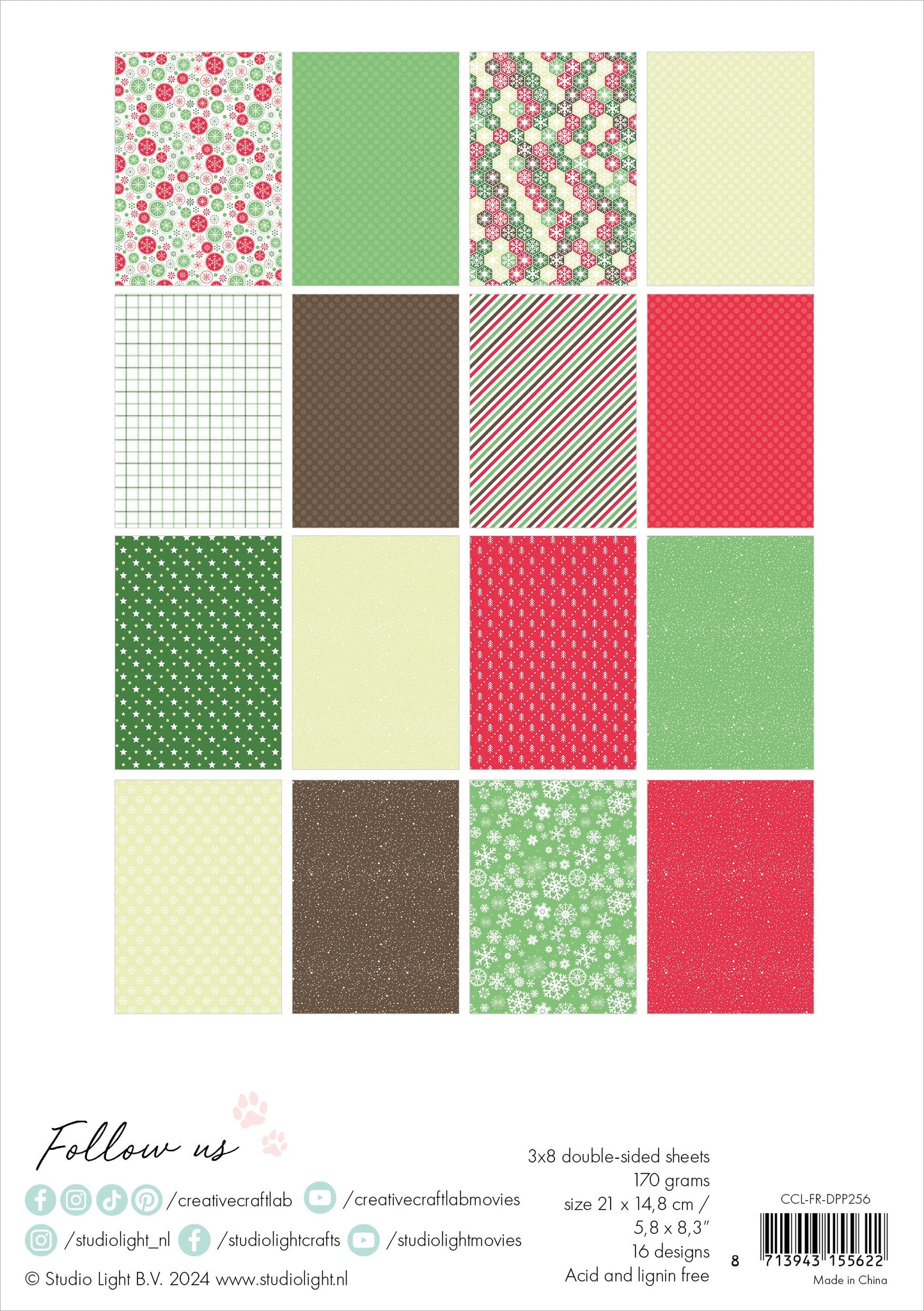Studio Light Friendz Paper Pad 8.25"X5.83" 24/Pkg-Nr. 256, Home For Christmas