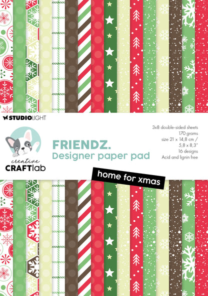 Studio Light Friendz Paper Pad 8.25"X5.83" 24/Pkg-Nr. 256, Home For Christmas