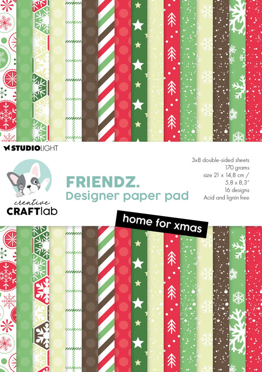 Studio Light Friendz Paper Pad 8.25"X5.83" 24/Pkg-Nr. 256, Home For Christmas