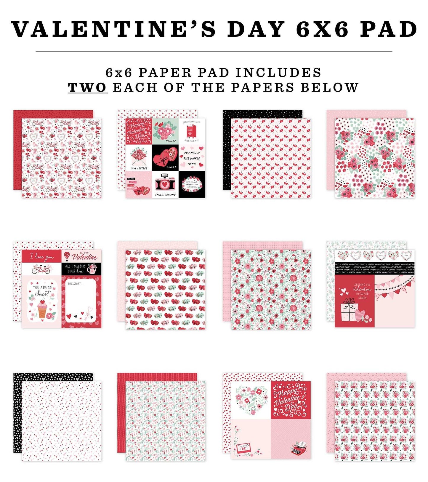 Echo Park Double-Sided Paper Pad 6"X6"-Valentine's Day