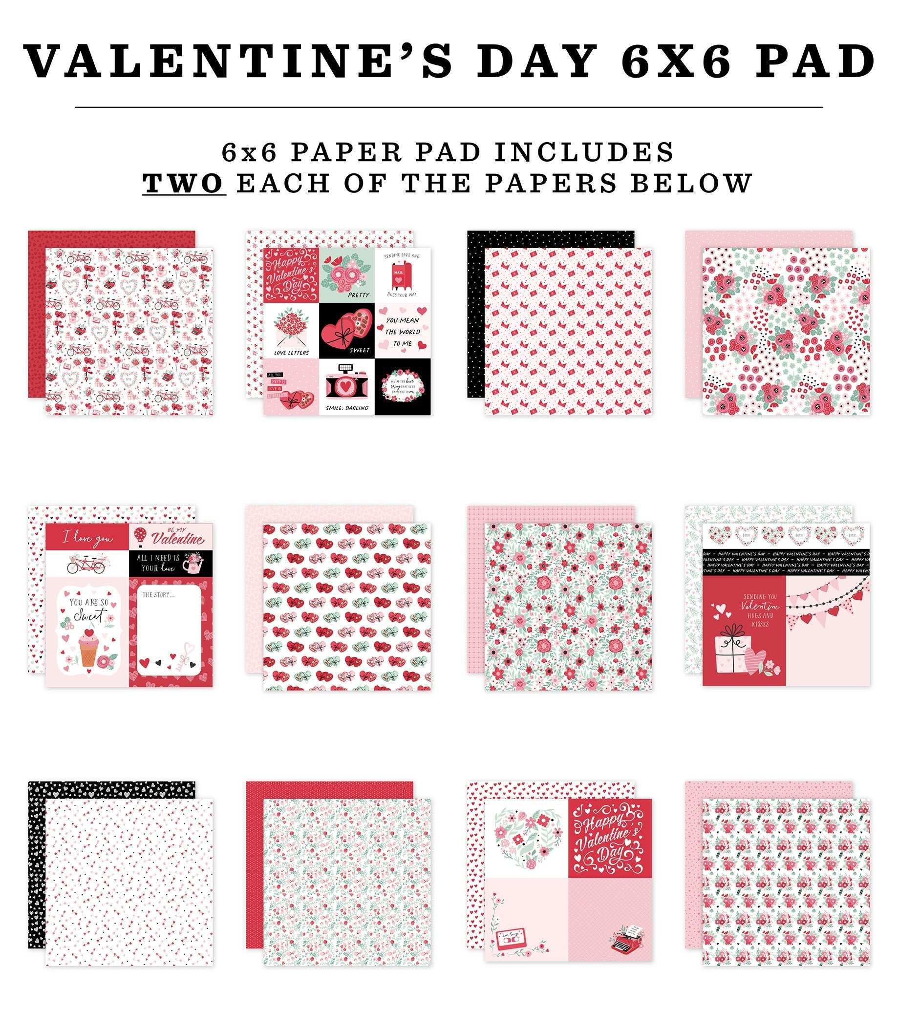 Echo Park Double-Sided Paper Pad 6"X6"-Valentine's Day