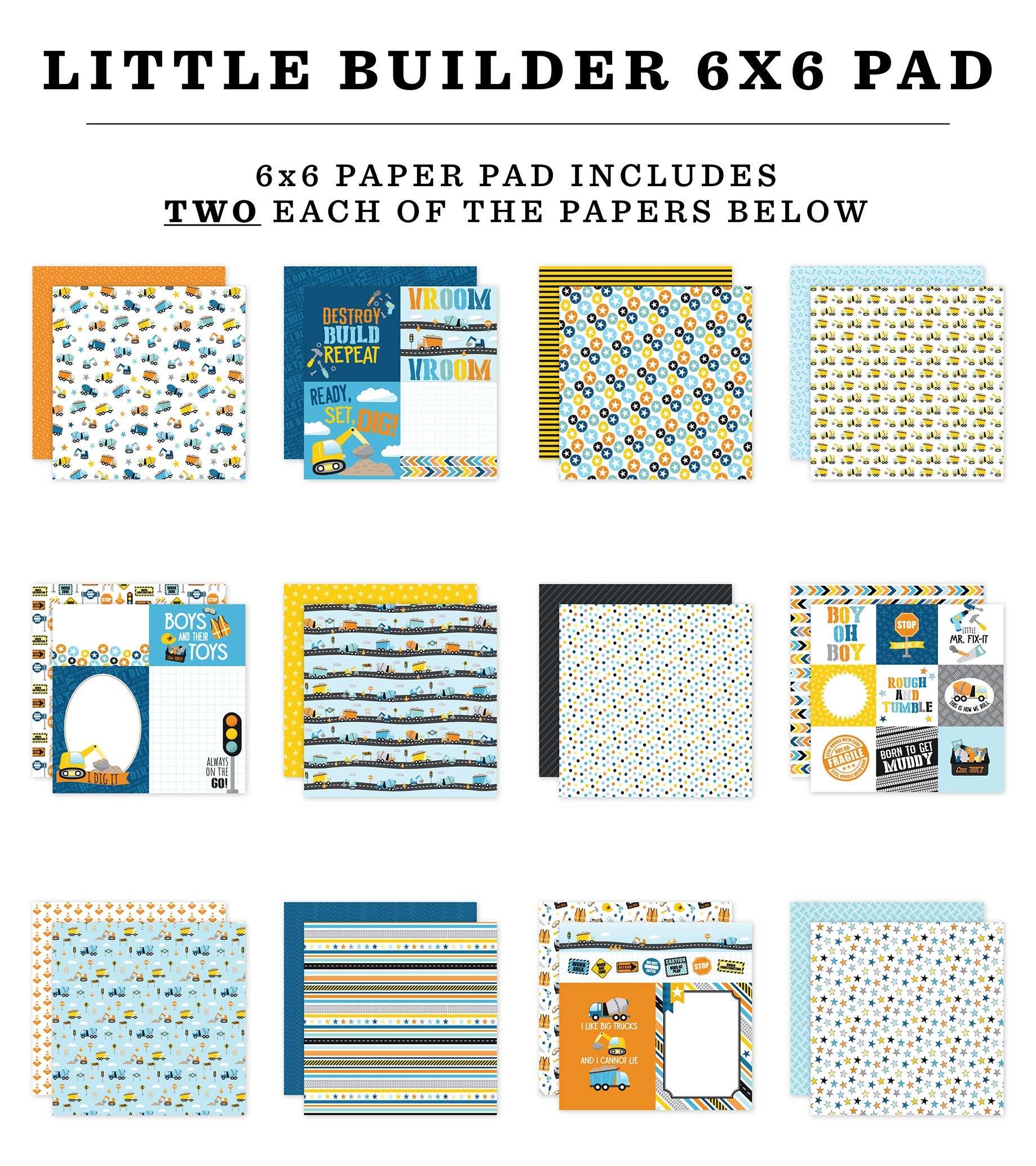 Echo Park Double-Sided Paper Pad 6"X6"-Little Builder