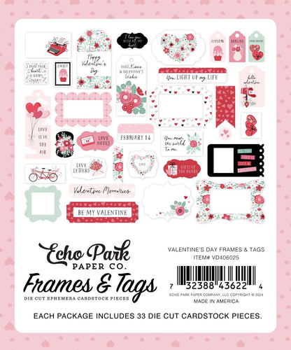 Echo Park Ephemera-Frames & Tags, Valentine's Day