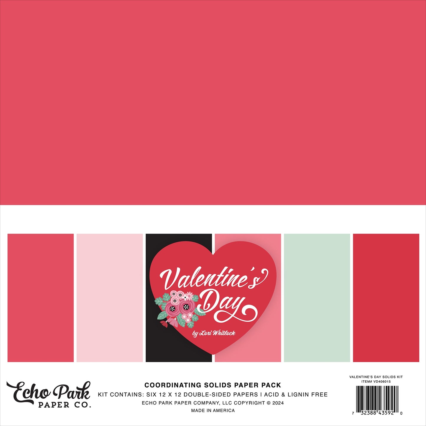 Echo Park Solids Collection Kit 12"X12"-Valentine's Day