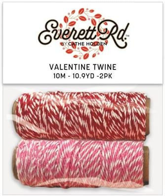 Everett Rd. Valentine Twine 2/Pkg-Red/Pink