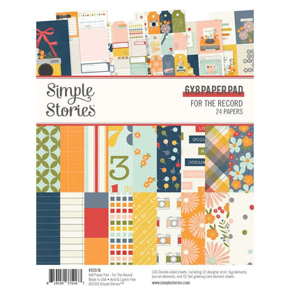 Simple Stories Double-Sided Paper Pad 6"X8" 24/Pkg-For The Record