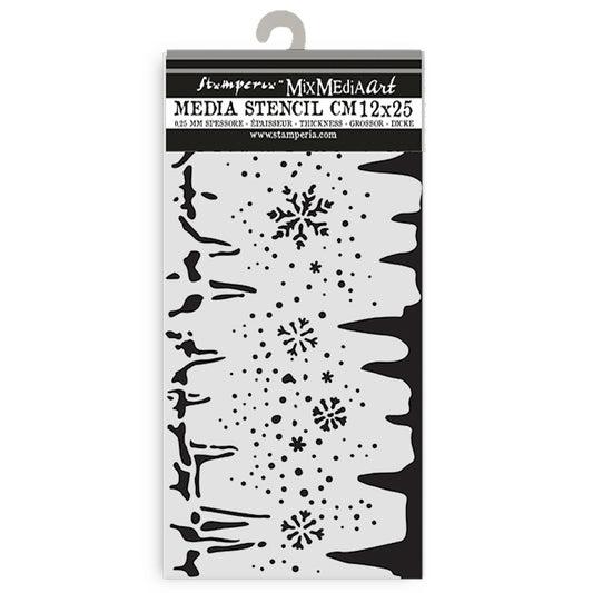 Stamperia Stencil 4.72"X9.84"-Create Happiness Snowflakes And Ice