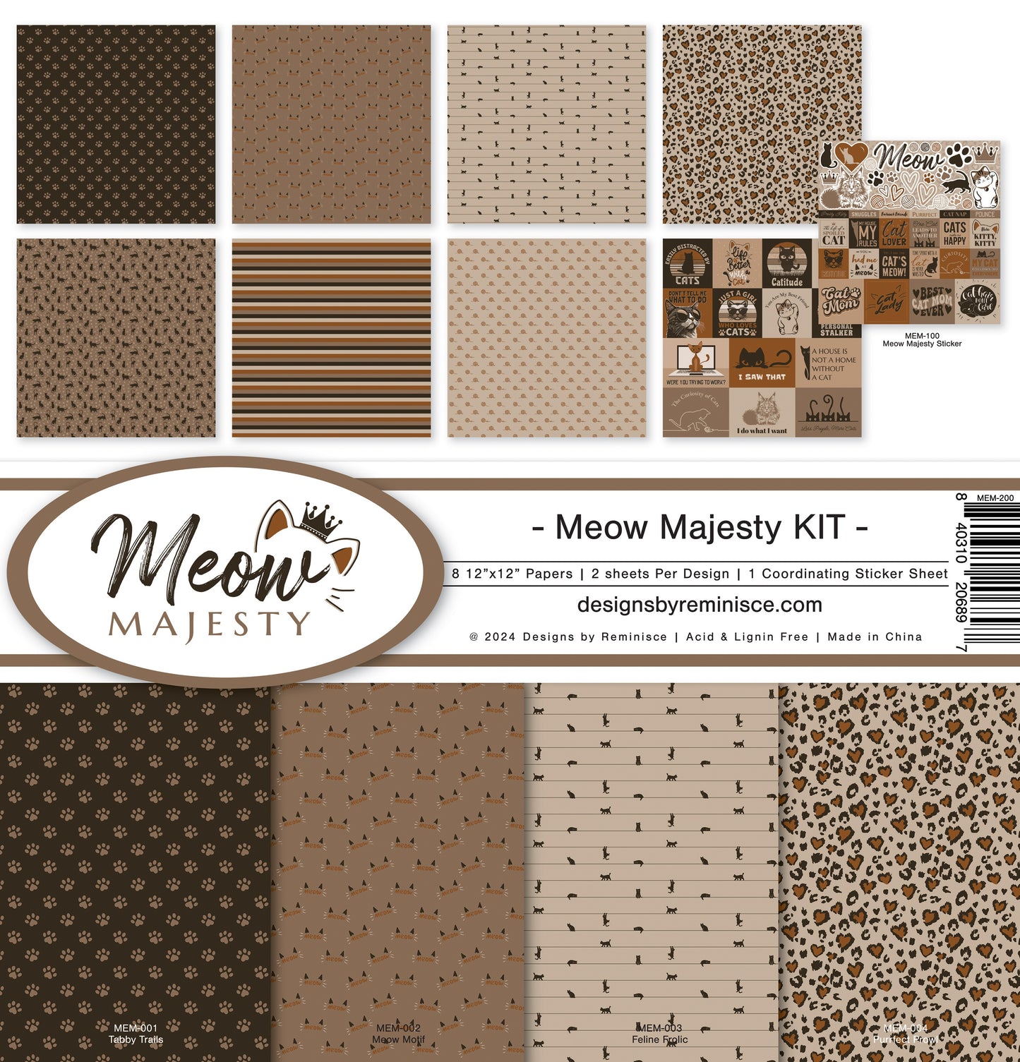 Reminisce Collection Kit 12"X12"-Meow Majesty