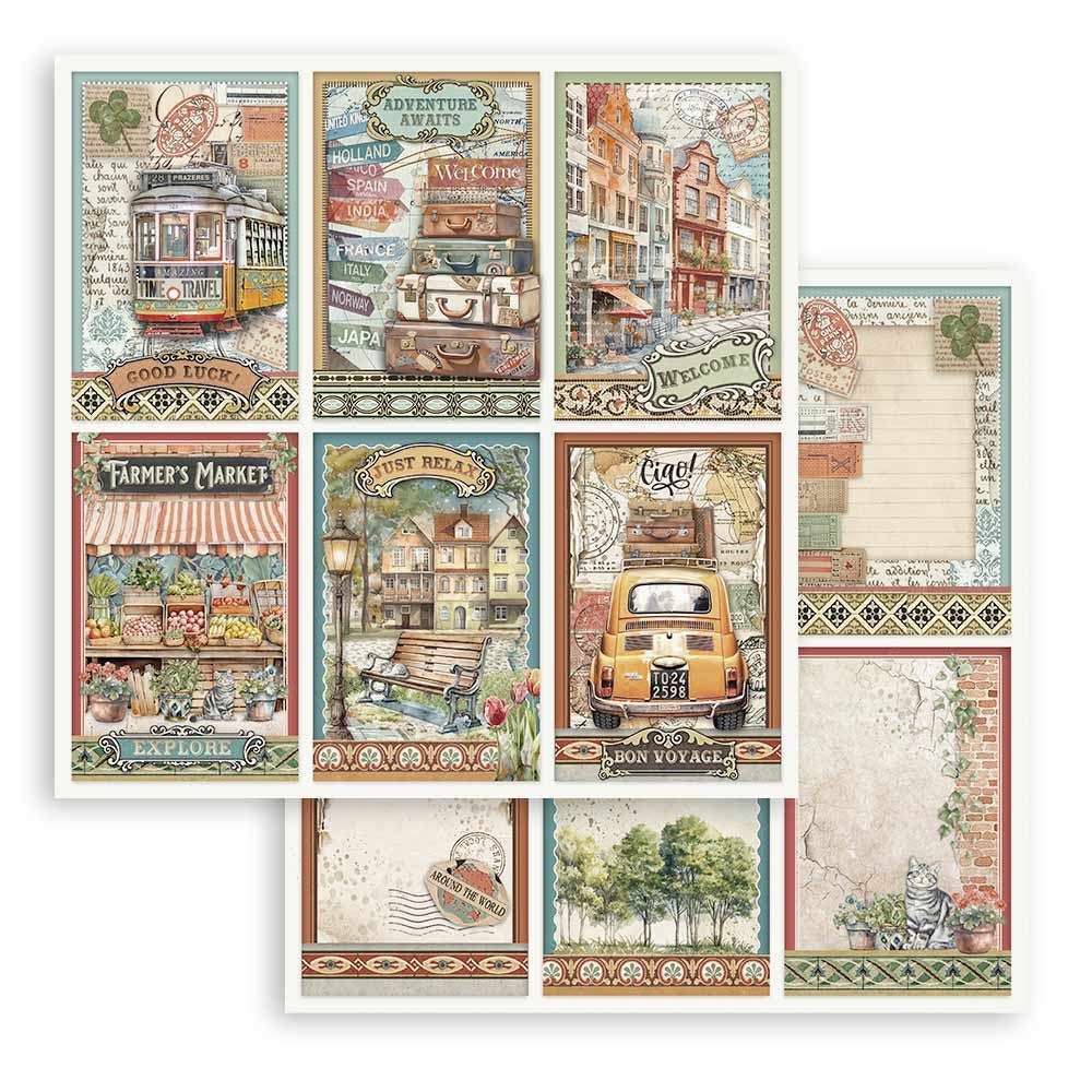 Stamperia Double-Sided Paper Pad 8"X8" 10/Pkg-Art Of Travelling