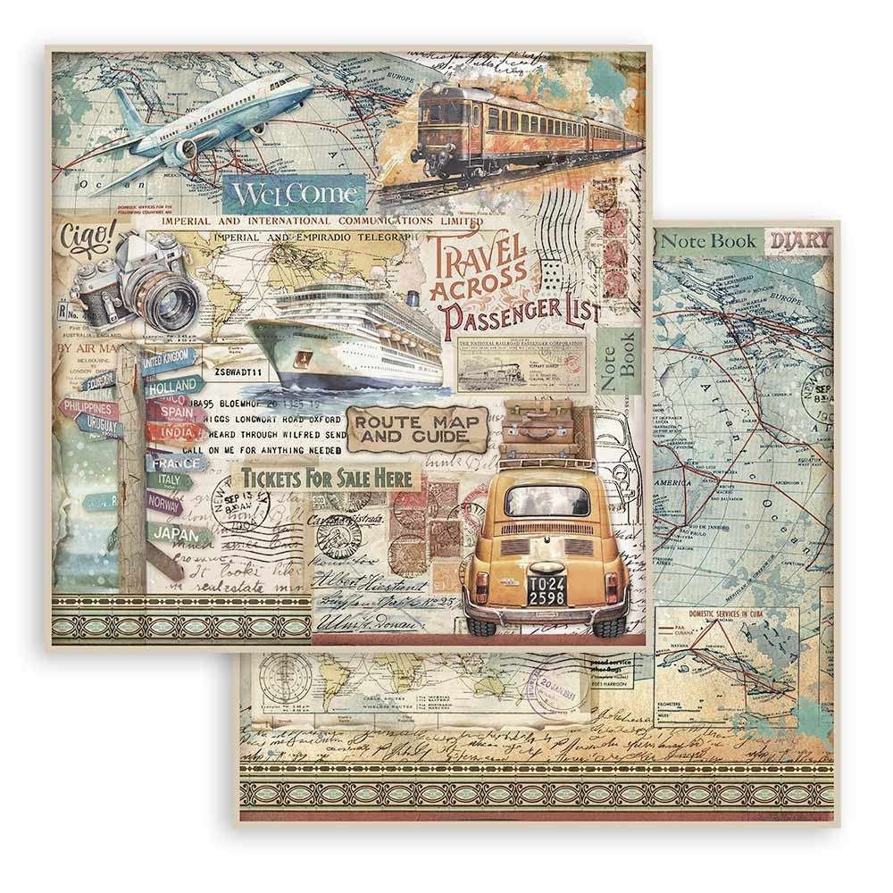 Stamperia Double-Sided Paper Pad 8"X8" 10/Pkg-Art Of Travelling