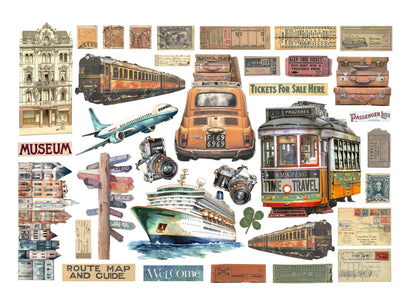 Stamperia Cardstock Ephemera Adhesive Paper Cut Outs-Art Of Travelling