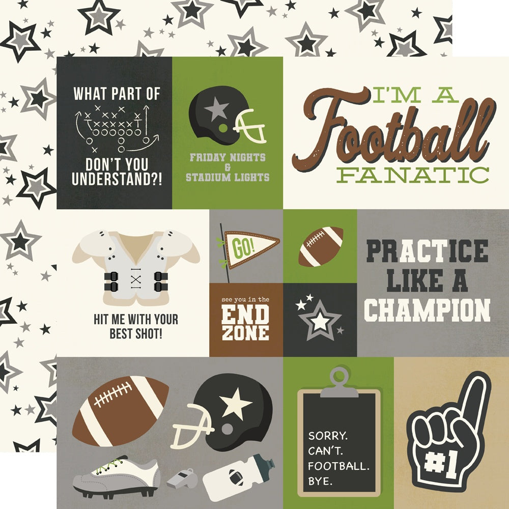 Simple Stories Football Double-Sided Cardstock 12"X12"- Select Style
